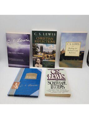 C.S. Lewis Books Lot - Screwtape Letters, Faith, Great Divorce, Christian BK317